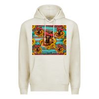 Oatmeal Heather german shepherd with sunflowers Premium Hoodie - Artiststas