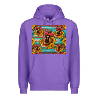 Purple german shepherd with sunflowers Premium Hoodie - Artiststas