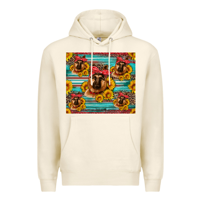 German Shepherd With Sunflowers Premium Hoodie by Artiststas | Teevron