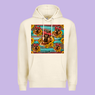German Shepherd With Sunflowers Premium Hoodie Designed By Artiststas