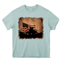 America Western Cowboy And Cowgirl Leopard Frame Heavy Core Tee | Teevron