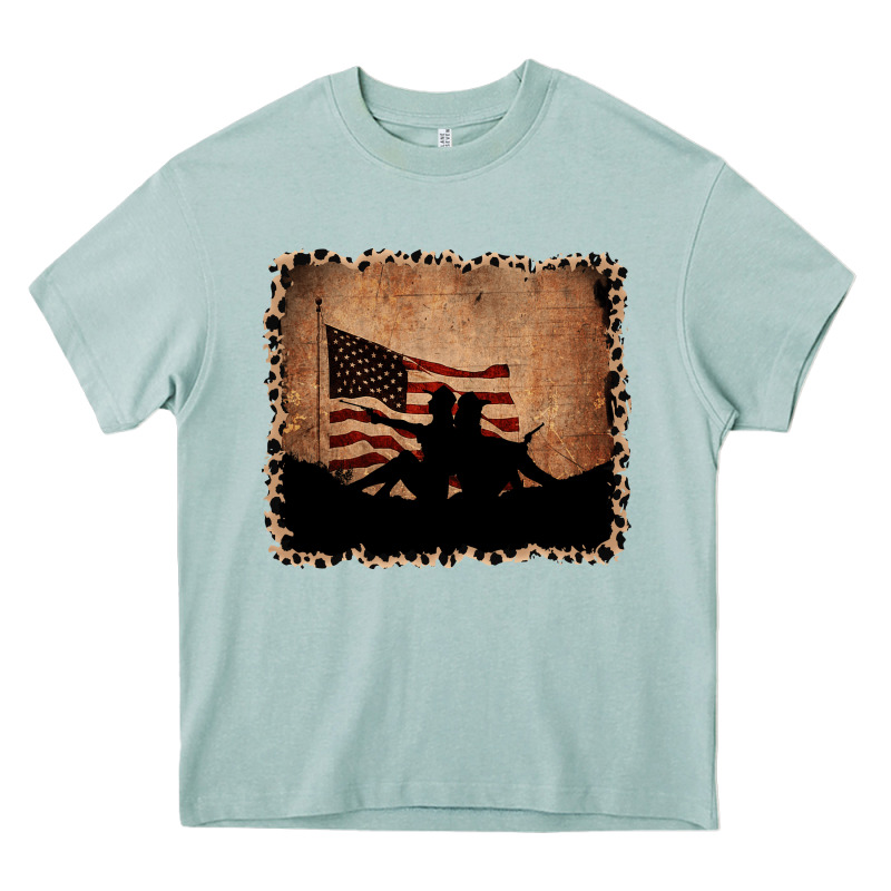 America Western Cowboy And Cowgirl Leopard Frame Heavy Core Tee by CowCowDesign | Teevron