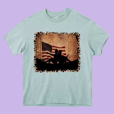America Western Cowboy And Cowgirl Leopard Frame Heavy Core Tee Designed By Cowcowdesign