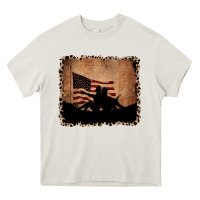 Cream America Western Cowboy and Cowgirl Leopard Frame Heavy Core Tee - CowCowDesign