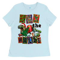 Baby Blue Rex The Halls Ladies Tee - FaDigitalArtStudio