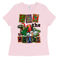Bubblegum Pink Rex The Halls Ladies Tee - FaDigitalArtStudio