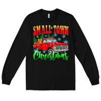 Black Small town Christmas Long Sleeve Tee - CowhideDigitalArt