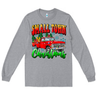 Heather Grey Small town Christmas Long Sleeve Tee - CowhideDigitalArt