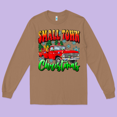 Small Town Christmas Long Sleeve Tee Designed By Cowhidedigitalart