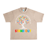 French Oak Why Fit In Autism Awareness Urban Heavy Tee - CowhideDigitalArt