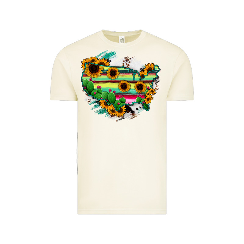 America Map Sunflower Cactus Serape Vintage Tee by RanaPortraitStore | Teevron