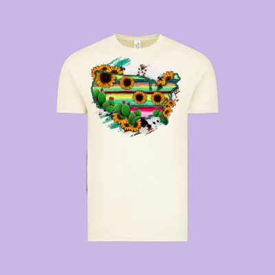 America Map Sunflower Cactus Serape Vintage Tee Designed By Ranaportraitstore