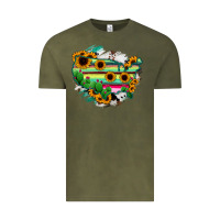 Vintage Olive America Map Sunflower Cactus Serape Vintage Tee - RanaPortraitStore
