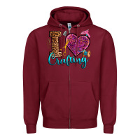 Burgundy i love crafting Zipper Hoodie - RanaPortraitStore