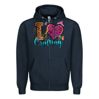 Navy i love crafting Zipper Hoodie - RanaPortraitStore