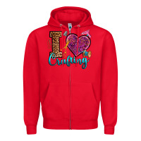 Red i love crafting Zipper Hoodie - RanaPortraitStore
