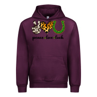 Mauve Wine Peace Love Luck Urban Hoodie - Jasminsmagicworld