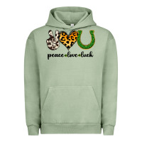 Pigment Oil Green Peace Love Luck Urban Hoodie - Jasminsmagicworld