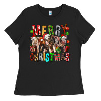 Black Merry christmas pigs Ladies Tee - FaDigitalArtStudio