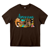 Chocolate Brown American Girl, western Cowhide Heavy Core Tee - CowCowDesign