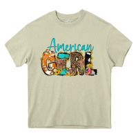 Mossy American Girl, western Cowhide Heavy Core Tee - CowCowDesign