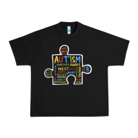 Black Autism Puzzle Piece Words Autistic Urban Heavy Tee - CowhideDigitalArt