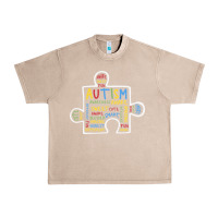 French Oak Autism Puzzle Piece Words Autistic Urban Heavy Tee - CowhideDigitalArt