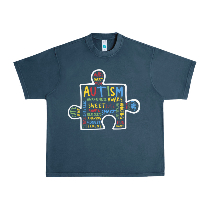 Autism Puzzle Piece Words Autistic Urban Heavy Tee by CowhideDigitalArt | Teevron