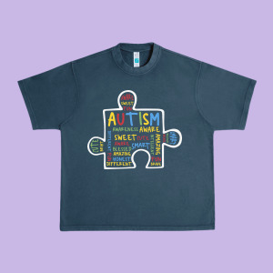 Autism Puzzle Piece Words Autistic Urban Heavy Tee Designed By Cowhidedigitalart