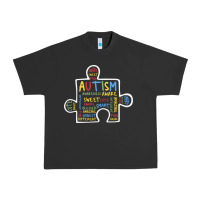 Pigment Black Autism Puzzle Piece Words Autistic Urban Heavy Tee - CowhideDigitalArt