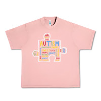 Salmon Autism Puzzle Piece Words Autistic Urban Heavy Tee - CowhideDigitalArt