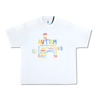 White Autism Puzzle Piece Words Autistic Urban Heavy Tee - CowhideDigitalArt