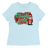 Baby Blue Christmas Can't Touch This Elf Ladies Tee - FaDigitalArtStudio