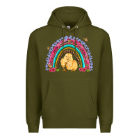 Army Green easter flowers and butterfly with chicks rainbow Premium Hoodie - Artiststas