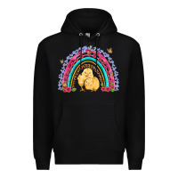 Black easter flowers and butterfly with chicks rainbow Premium Hoodie - Artiststas