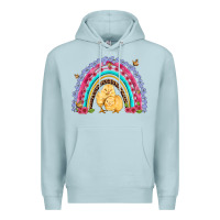 Blue Mist easter flowers and butterfly with chicks rainbow Premium Hoodie - Artiststas