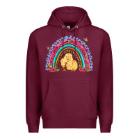 Burgundy easter flowers and butterfly with chicks rainbow Premium Hoodie - Artiststas
