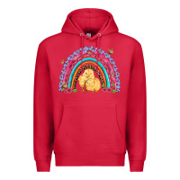 Cardinal easter flowers and butterfly with chicks rainbow Premium Hoodie - Artiststas