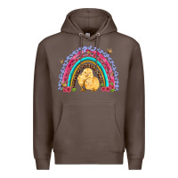 Coffee easter flowers and butterfly with chicks rainbow Premium Hoodie - Artiststas