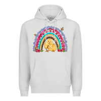 Dove Grey easter flowers and butterfly with chicks rainbow Premium Hoodie - Artiststas