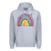Heather Grey easter flowers and butterfly with chicks rainbow Premium Hoodie - Artiststas