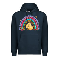 Navy easter flowers and butterfly with chicks rainbow Premium Hoodie - Artiststas