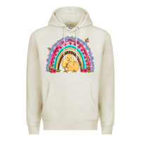 Oatmeal Heather easter flowers and butterfly with chicks rainbow Premium Hoodie - Artiststas