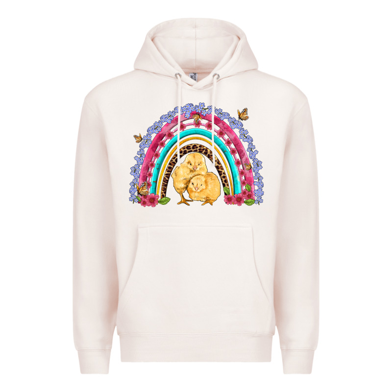 Easter Flowers And Butterfly With Chicks Rainbow Premium Hoodie by Artiststas | Teevron
