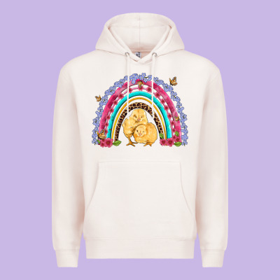 Easter Flowers And Butterfly With Chicks Rainbow Premium Hoodie Designed By Artiststas