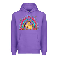 Purple easter flowers and butterfly with chicks rainbow Premium Hoodie - Artiststas