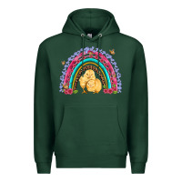 Sports Green easter flowers and butterfly with chicks rainbow Premium Hoodie - Artiststas
