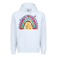 White easter flowers and butterfly with chicks rainbow Premium Hoodie - Artiststas