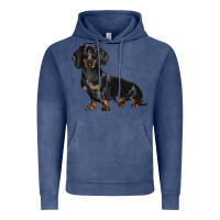 Vintage Denim Dachshund Dog Illustrations Vintage Hoodie - LillyAllenDesigns