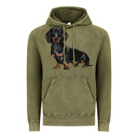 Vintage Olive Dachshund Dog Illustrations Vintage Hoodie - LillyAllenDesigns